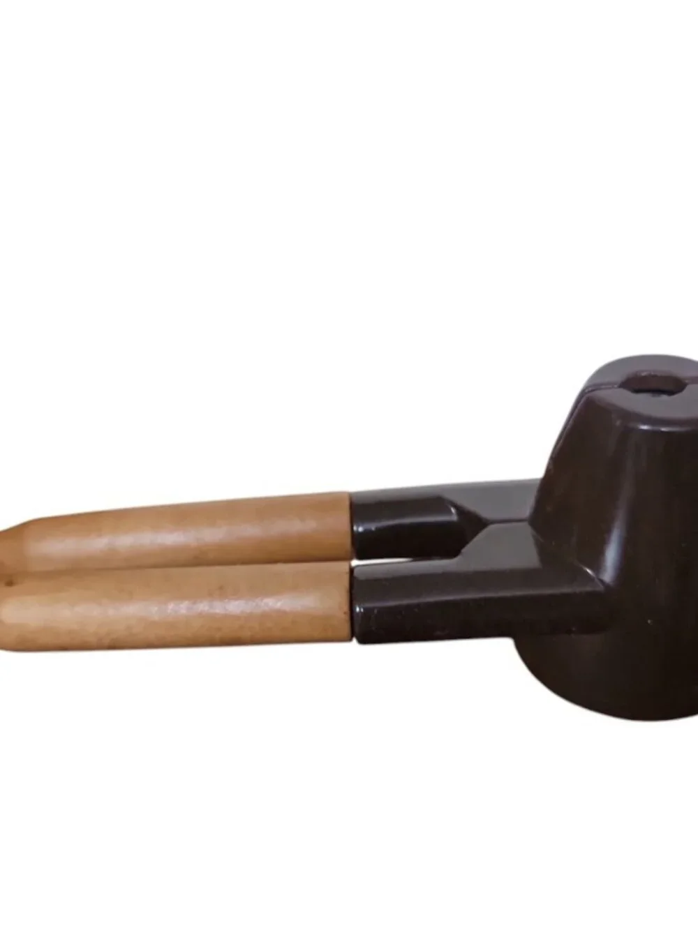 Heavy Duty Nut Cracker Vintage Brown Metal with Wooden Handles 7